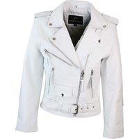 TruClothing Women's Brando Biker Leather Jacket in White | Size: 4XL