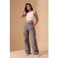 Femme Luxe Women's Grey Cargo Wide Leg Relaxed Fit Utility Trousers - Menisa | Size: 4