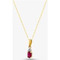 T.H.Baker Women's 9ct Yellow Gold Ruby & Diamond Pendant Necklace QP00178-R YG