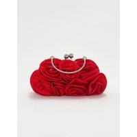 SVNX Women's Rose Satin Clutch Bag in Red