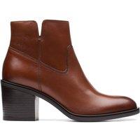 Clarks Women's Valvestino Lo Dark Tan Leather Ankle Boots in Brown | Size: 7-Standard Fit