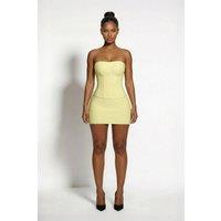 LEMONLUNAR Women's The Samira Low-Rise Bandage Mini Skirt - Yellow | Size: Large