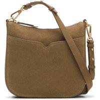 Clarks Women's Topsham Willow Dark Sand Suede Shoulder Bags, Cross Body Bag in Beige