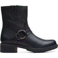 Clarks Women's Hearth Cross Black Leather Ankle Boots | Size: 7-Standard Fit