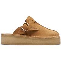 Clarks Women's Trek Wedge Mule Mid Tan Suede Mules in Brown | Size: 4-Standard Fit