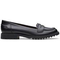 Clarks Women's Griffin Milly 2 Black Leather Loafers, Slip Ons | Size: 6-Standard Fit
