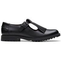 Clarks Women's Griffin Mia 2 Black Leather T Bar Shoes | Size: 7-Standard Fit