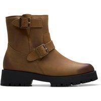 Clarks Women's Ledwick Haley Dark Sand Oily Ankle Boots in Brown | Size: 5-Standard Fit