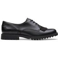 Clarks Women's Griffin Mabel 2 Black Leather Derby Shoes, Lace Up | Size: 6-Standard Fit
