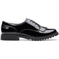 Clarks Women's Griffin Mabel 2 Black Patent Derby Shoes, Lace Up | Size: 6.5-Standard Fit