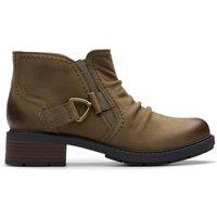 Clarks Women's Hearth Clara Slate Nubuck Ankle Boots in Brown | Size: 6-Standard Fit