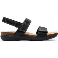 Clarks Women's April Clover Black Combination Flat Sandals | Size: 5-Standard Fit