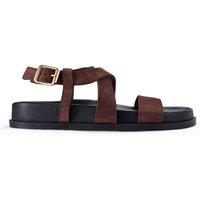 Clarks Women's Zarlea Strap Brown Suede Flat Sandals | Size: 7-Standard Fit