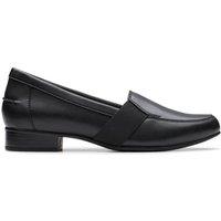 Clarks Women's Juliet Beat Black Leather Loafers, Slip Ons | Size: 4.5-Standard Fit