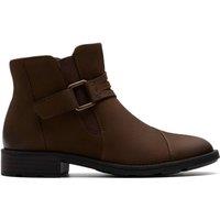 Clarks Women's Adalynn Faye Mushroom Nubuck Ankle Boots in Brown | Size: 4-Standard Fit