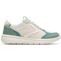 Clarks Women's Ezrinn Tie Green Combination Trainers | Size: 7-Standard Fit