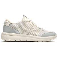 Clarks Women's Ezrinn Tie White/Grey Trainers in White | Size: 5-Standard Fit