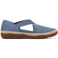 Clarks Women's Elaina Dusk Denim Blue Nubuck Slip Ons | Size: 5-Standard Fit