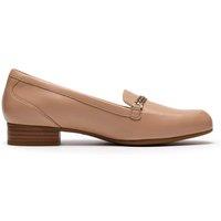 Clarks Women's Juliet Mia Beige Leather Loafers, Slip Ons | Size: 6-Standard Fit