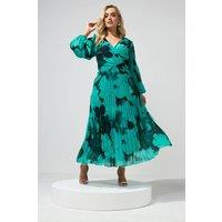 Yours Women's Long Sleeve Pleat Maxi Dress in Teal | Size: 22