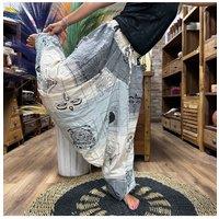 KDMD Women's Himalayan Print Yoga & Festival Pants Unisex Aladdin Cotton Grey