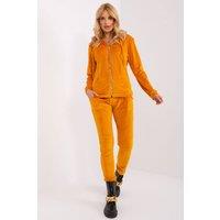 Love Lace Women's Velour Hoodie Zip Sweat Set with Pants in Mustard | Size: S/M