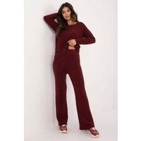 Love Lace Women's Casual Knit Sweater & Pants Set in Burgundy