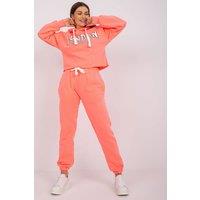 Love Lace Women's Cotton Hoodie & Jogger Tracksuit Set in Coral