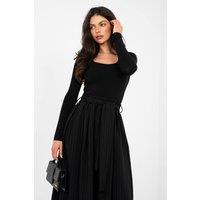Love Lace Women's Classic Fitted Cotton Elastane Square Neck Blouse in Black | Size: Large/XL
