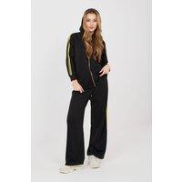 Love Lace Women's Zip Hoodie Tracksuit Set With Wide Leg Pants in Black