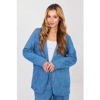 Love Lace Women's Lightweight Cotton Denim Blazer with Pockets in Blue