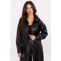 Love Lace Women's Short Transitional Leather Jacket in Black