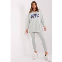 Love Lace Women's Cotton Blend Sweatshirt & Waist Leggings Set in Light Grey