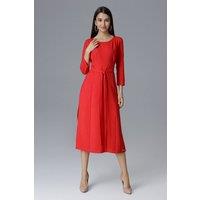 Love Lace Women's Over the Knee Cocktail Dress with Tied Waist in Red | Size: Medium