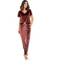 Love Lace Women's Burgundy Velour Home Tracksuit Bow | Size: Small