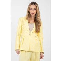 Love Lace Women's Paris Viscose Leather Blazer with Pleats in Yellow | Size: S/M