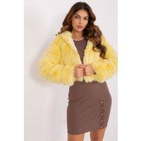 Love Lace Women's Lightweight Hooded Faux Fur Trim Jacket in Yellow | Size: Large/XL