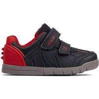 Clarks Rex Play Toddler Navy/Red Leather Trainers in Blue | Size: 3-Wide Fit