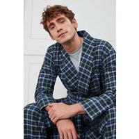 British Boxers Men's 'Jura' Tartan Brushed Cotton Dressing Gown in Dark Green | Size: Small
