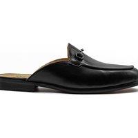 XPOSED Men's Real Leather Snaffle Bit Mules for Smart-Casual & Wedding Occasions in Black | Size: 9
