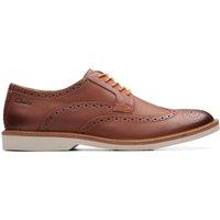 Clarks Men's Atticus LT Limit Dark Tan Leather Brogues in Brown | Size: 7-Standard Fit