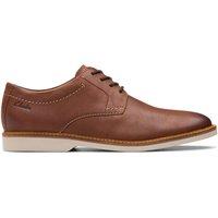 Clarks Men's Atticus LT Lace Dark Tan Leather Derby Shoes, Lace Up in Brown | Size: 6.5-Standard Fit