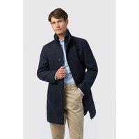 Melka Men's Slim Fit Navy Funnel Neck Coat | Size: 52R
