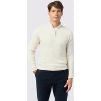 Melka Men's Zip Neck Cable Knit Jumper in Beige | Size: 2XL