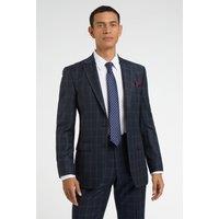 Racing Green Men's Regular Fit Blue Tan Check Jacket | Size: 44R