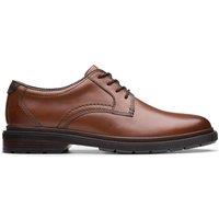 Clarks Men's Burchill Derby Dark Tan Leather Derby Shoes, Lace Up in Brown | Size: 7-Standard Fit
