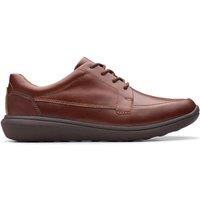 Clarks Men's Watchet Lace Dark Tan Leather Derby Shoes, Lace Up in Brown | Size: 7-Standard Fit