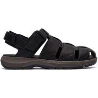 Clarks Men's Guideview Cove Black Leather Fisherman Sandals | Size: 9.5-Standard Fit