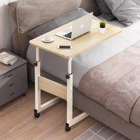 Living and Home Height Adjustable Mobile Table Overbed Desk with Wheels in Beige