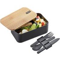 Gefu ENVIRO Reusable Lunch Box with Cutlery Black/Bamboo in Black